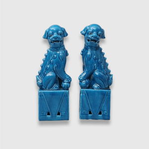 Ceramic Oriental Gargoyle Ornaments Pair