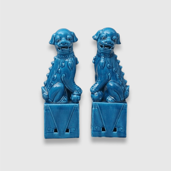 Ceramic Oriental Gargoyle Ornaments Pair