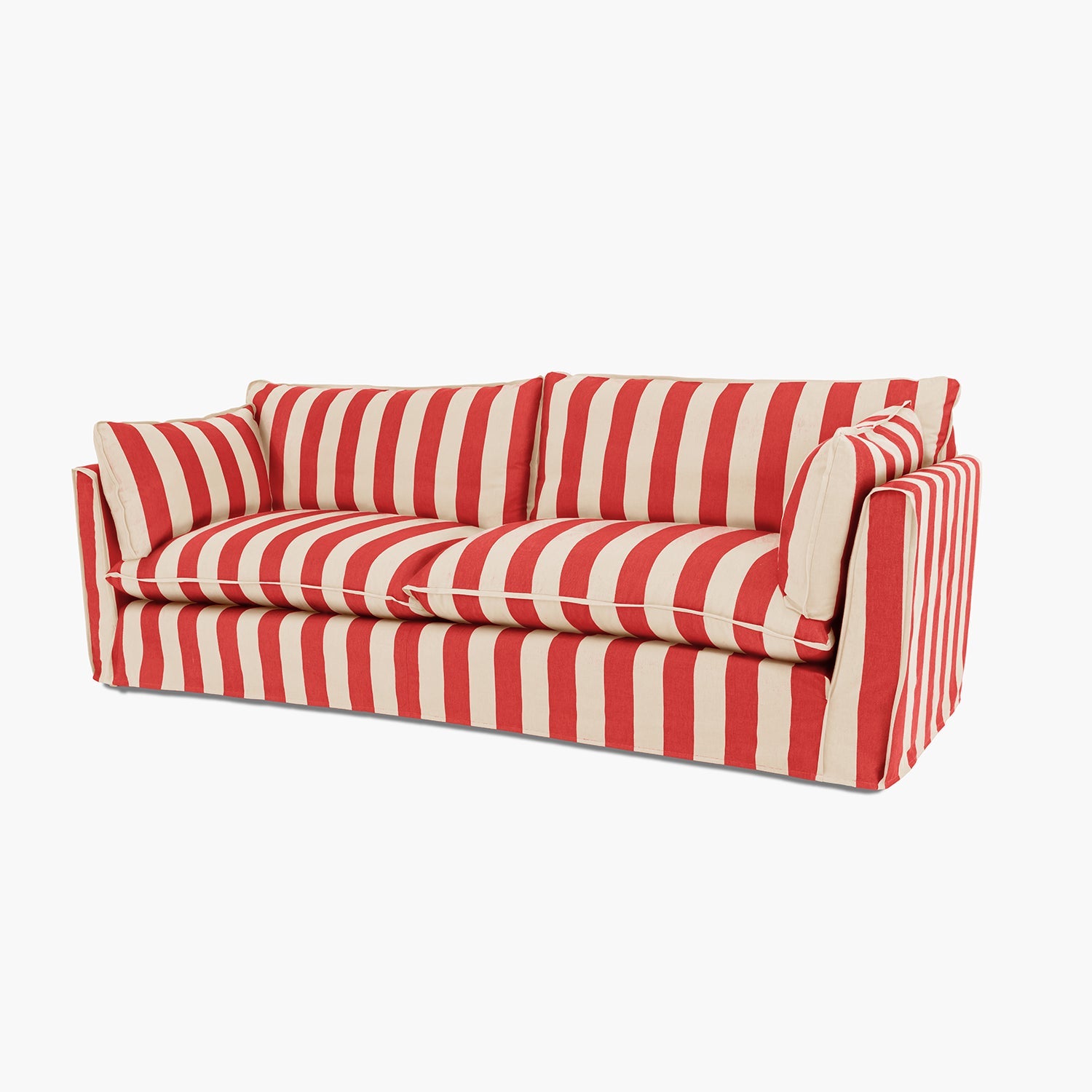 Striped Linen Rouge & Cream | Sofa {2 Seat} - Image 5