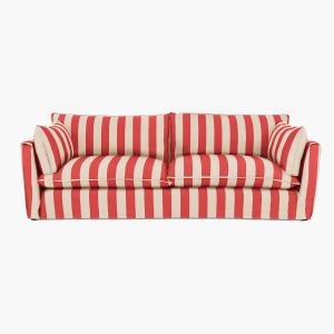 Striped Linen Rouge & Cream | Sofa  {2 Seat}