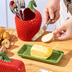 VERDANT MARKET COLLECTION - STRAWBERRY CERAMIC PINK | Butter Dish {With Lid} - Image 9