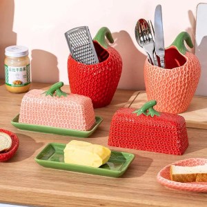VERDANT MARKET COLLECTION - STRAWBERRY CERAMIC PINK | Butter Dish {With Lid} - Image 7