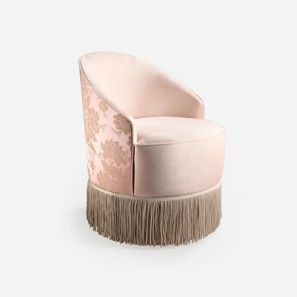 ATELIER VELOURS FRANGE - BLUSH PINK | Tub Chair - Image 1