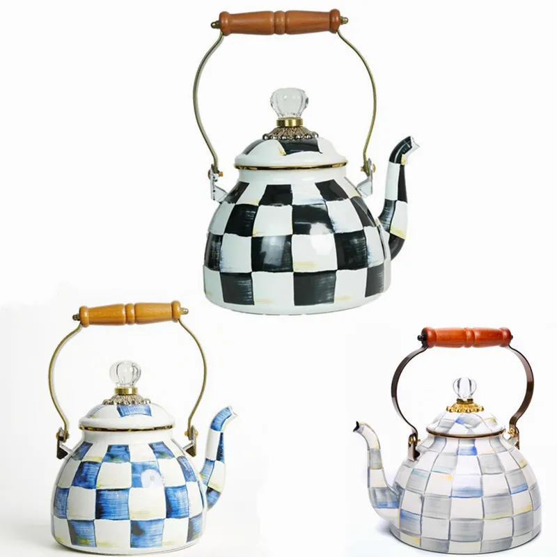 2.5 Quart Chequered Enamel Vintage | Stove-Top Kettle - Image 2