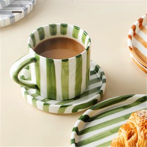 STRIPED - HAND PAINTED ARTISANAL | Mug & Saucer {280ml}
