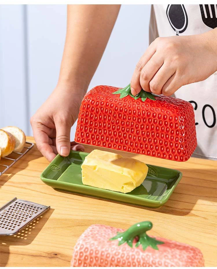 VERDANT MARKET COLLECTION - STRAWBERRY CERAMIC PINK | Butter Dish {With Lid} - Image 10