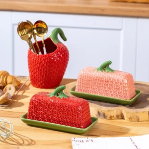 CERAMIC  - STRAWBERRY | Butter Dish {With Lid}