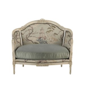 Upholstered Louis wood love seat