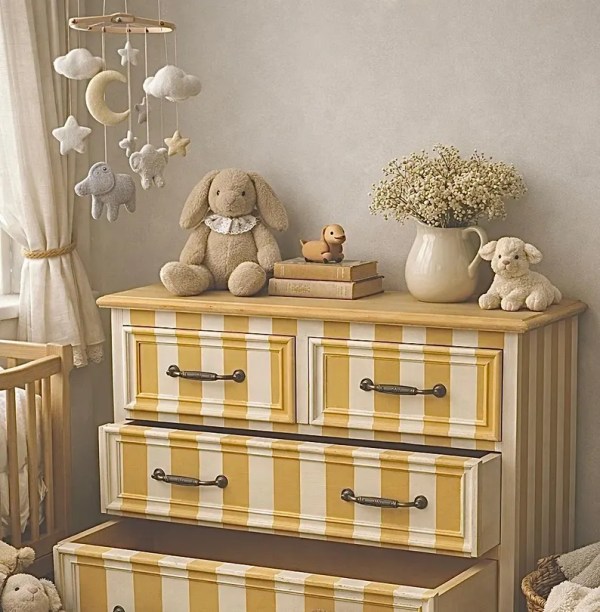 CÔTE D’AZUR STRIPE COLLECTION - MUSTARD YELLOW & WHITE | Drawer Chest