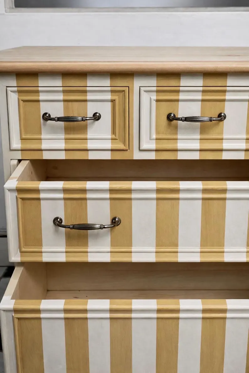 CÔTE D’AZUR STRIPE COLLECTION - MUSTARD YELLOW & WHITE | Drawer Chest - Image 4