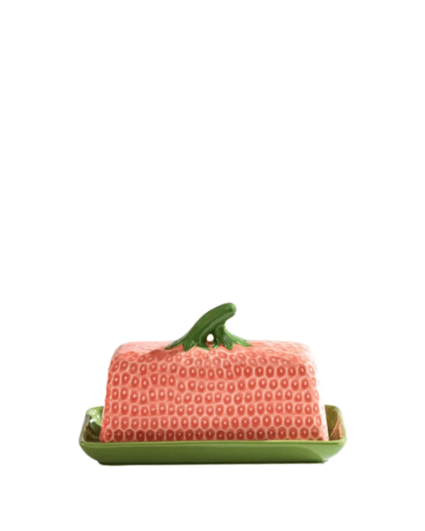 VERDANT MARKET COLLECTION - STRAWBERRY CERAMIC PINK | Butter Dish {With Lid}