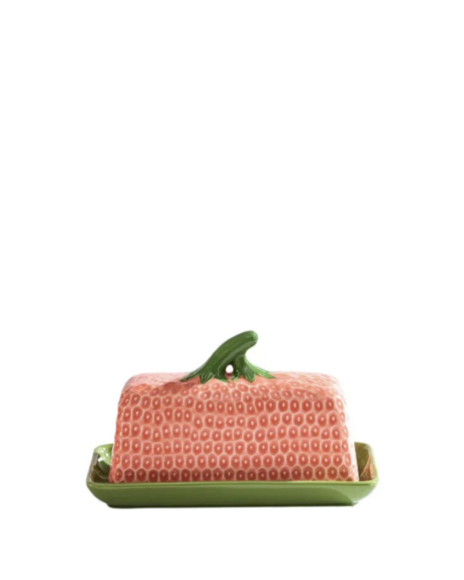 VERDANT MARKET COLLECTION - STRAWBERRY CERAMIC PINK | Butter Dish {With Lid} - Image 1