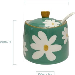DAISIES - HAND PAINTED CERAMIC ARTISANAL GREEN | Basin Jar & Lid {250ml} - Image 7
